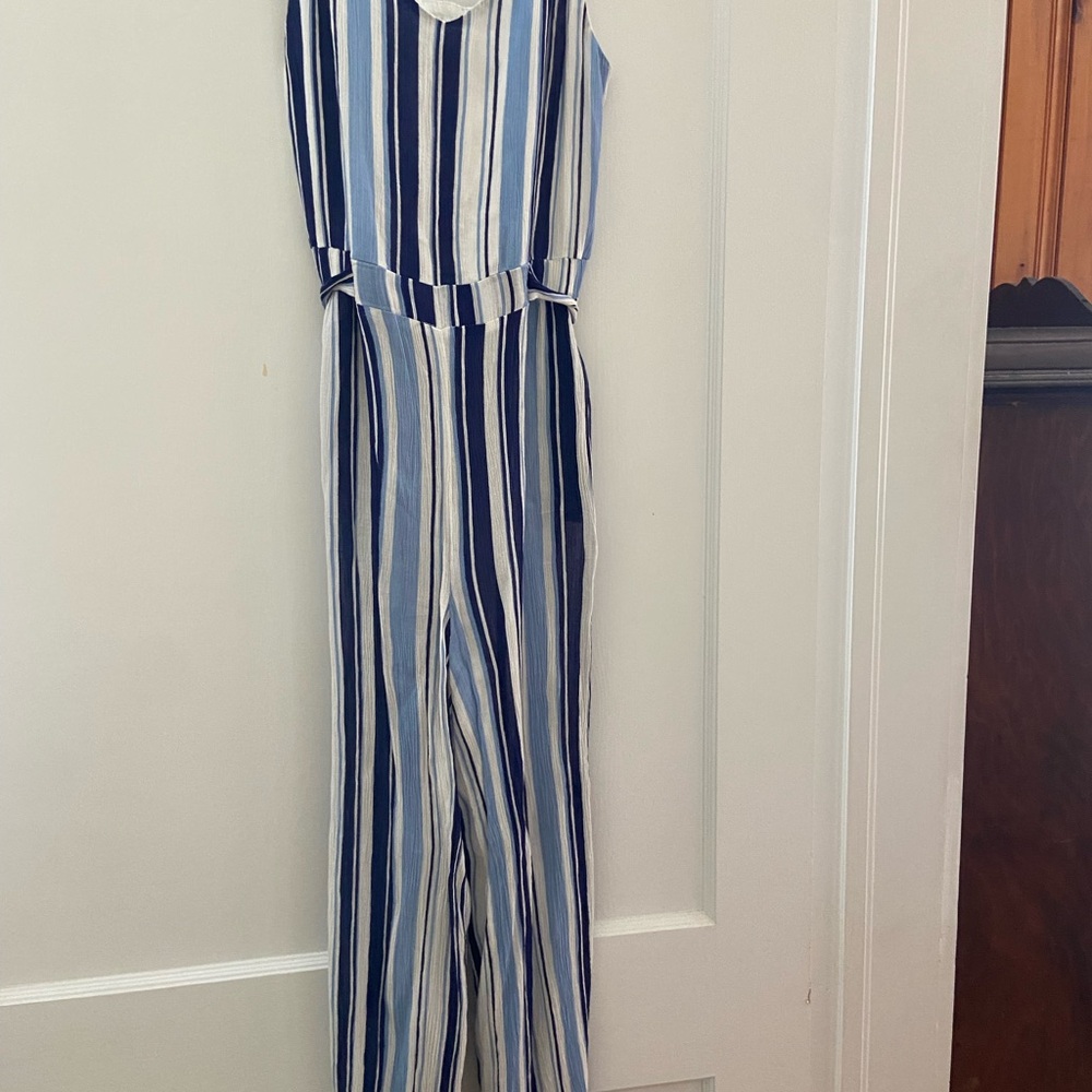 Blue striped jumpsuit